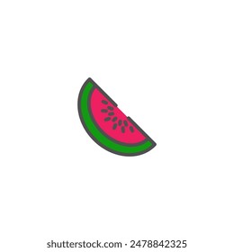 Watermelon Simple Vector Color Line Icons.