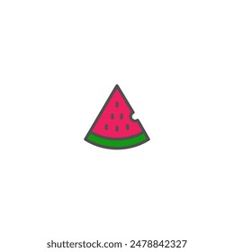 Watermelon Simple Vector Color Line Icons.