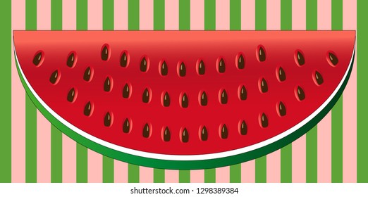 Watermelon slice background with seed and skin texture