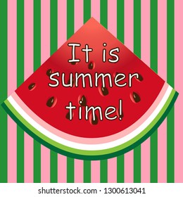 Watermelon slice background with seed and skin texture