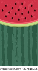 Watermelon slice background with seed and skin texture, summer background