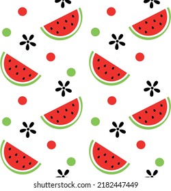 Watermelon slice background vector pattern