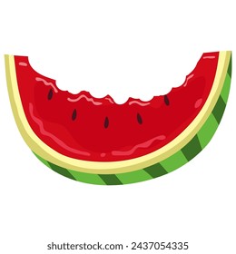 Watermelon Slice Bitten Vector Art Illustration