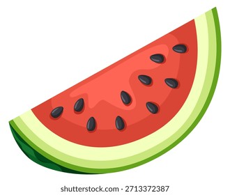 Eine Wassermelone Scheibe mit schwarzen Samen darauf