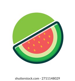 Watermelon Slice Cartoon Illustration Isolated.
