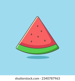 Watermelon slice cartoon style icon illustration