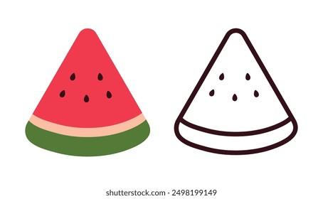 watermelon slice cartoon style icon. fresh crunchy sweet watermelon vector illustration.