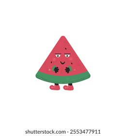 watermelon slice in cartoon style on a white background