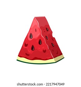 caricatura sobre la tajada de la sandía. melón de verano, agua de fruta, jugo de comida roja, jugo fresco, parte de la muestra del vector de la sandía