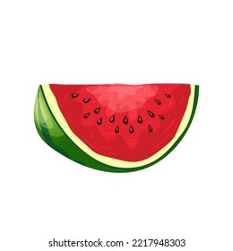 Watermelon Slice Cartoon. Summer Melon, Fruit Water, Red Green, Food Juicy, Fresh Juice, Part Watermelon Slice Vector Illustration