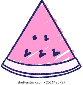Watermelon Slice Chalk Drawing in bright neon color