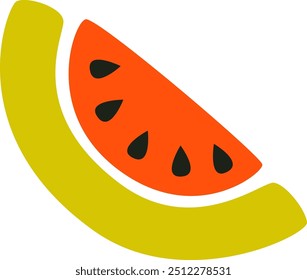 Watermelon Slice Children Doodle Vector Illustration