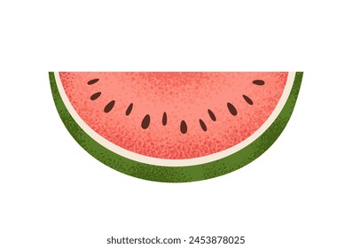 Watermelon slice. Concept of healthy lifestyle. Natural ripe fresh summer food. Hand drawn flat vector illustration isolated on white background.