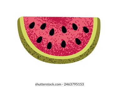 Wassermelonenscheibe. Konzept der gesunden Lebensweise. Natürliche reife frische Sommernahrung. Handgezeichnete flache Vektorillustration.