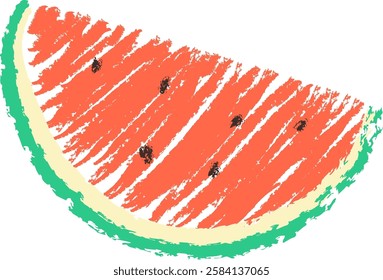 Watermelon Slice Crayon Pencil Art Vector Illustration