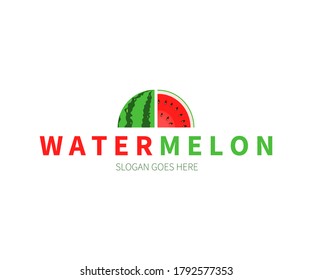 Watermelon Slice Cut in Half Logo Concept. Vector Design Illustration. Symbol and Icon Vector Template.