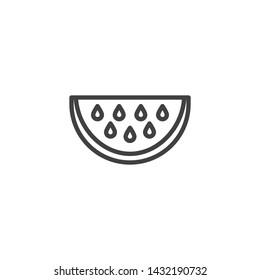 Watermelon slice cut line icon. linear style sign for mobile concept and web design. Watermelon with seed outline vector icon. Healthy fruit symbol, logo illustration. Vector graphics