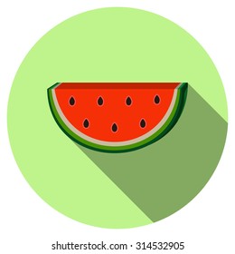 watermelon slice cut with seed Flat design icon