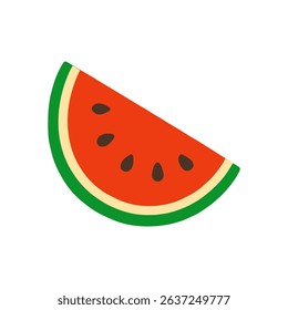 Watermelon slice with dark seeds illustration design element