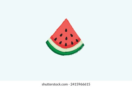 Watermelon slice design, watermelon logo with brush lines, watermelon icon. Vector illustration.