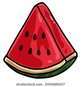 Watermelon Slice Doodle Drawing Vector Art Illustration