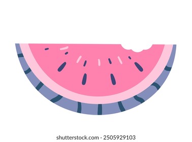 Watermelon slice doodle vector illustration isolated on white.