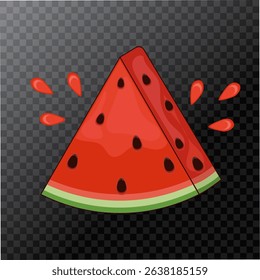 Watermelon, watermelon slice with drops of juice, on transparent background, watermelon juice, Watermelon Day, PNG background