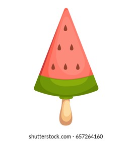 Watermelon slice flat ice cream icon design. Vector illustration