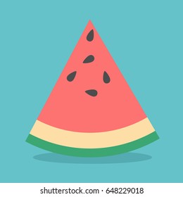 Watermelon slice flat icon. Great for menu, invitations, cards design. Vector illustration