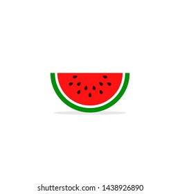 Watermelon slice Flat icon, Vector isolated illustration.