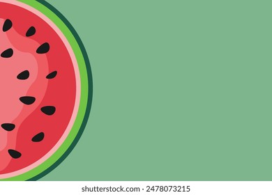 Watermelon slice. Flat illustration of watermelon slice vector. banner place for text