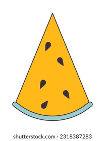 Watermelon slice flat line color isolated vector object. Summer picnic food. Healthy snack. Editable clip art image on white background. Simple outline cartoon spot illustration for web design