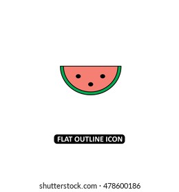 Watermelon slice flat line icon