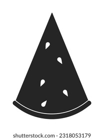 Watermelon slice flat monochrome isolated vector object. Summer picnic food. Healthy snack. Editable black and white line art drawing. Simple outline spot illustration for web graphic design