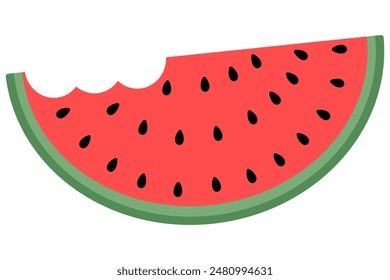 Watermelon slice flat vector illustration isolated on white background.