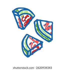 watermelon slice food cut doodle icon sketch vector. watermelon slice food cut sign. isolated symbol illustration