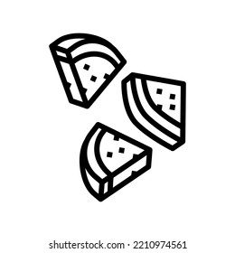 watermelon slice food cut line icon vector. watermelon slice food cut sign. isolated contour symbol black illustration