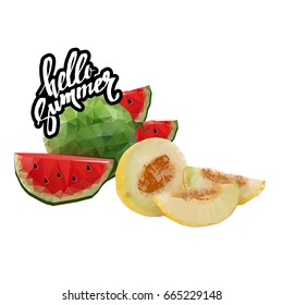 watermelon, slice, food, sweet, vector, illustration, summer, green, red
