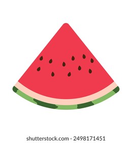 Watermelon slice. Fresh crunchy sweet and healthy red watermelon vector illustration.