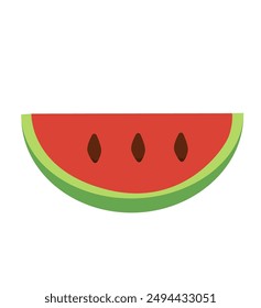 watermelon slice fresh fruit object flat colorful vector