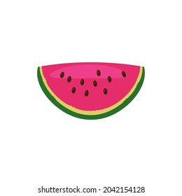 Watermelon slice fresh and juice summer fruit. Tropical sweet food. Vector illustration cartoon