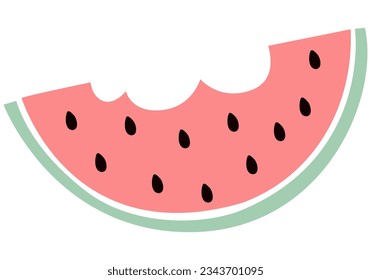 Watermelon slice fruit flat illustration isolated on white background.