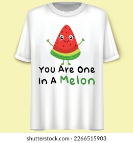 Watermelon Slice Funny T-Shirt Design. Vector File.