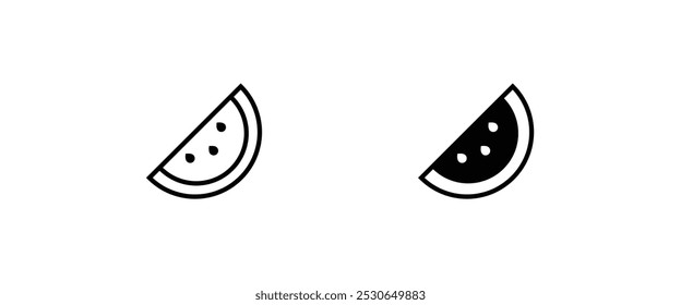 watermelon slice Half and whole, piece water melon healthy nutrition dieting Fruit line flat icons set, editable stroke isolated on white, linear vector outline illustration, symbol logo design style