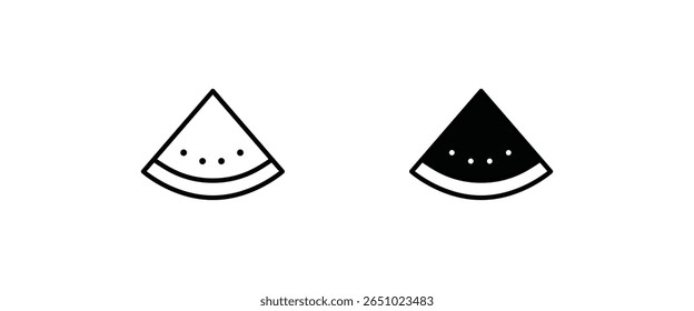 fatia de melancia Meia e inteira, peça de melancia nutrição saudável dieta Linha de frutas ícones planos conjunto, traço editável isolado em branco, linear vetor contorno ilustração, símbolo estilo de design