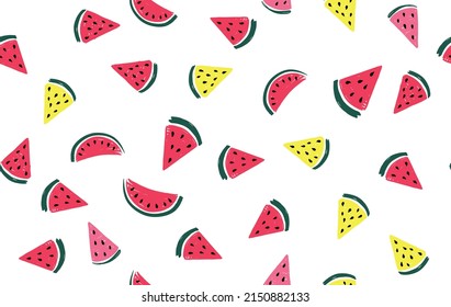 Watermelon slice hand drawn illustration. 