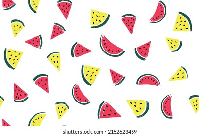 Watermelon slice hand drawn illustration. 