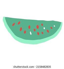 watermelon slice hand drawn illustration in organic style isolated