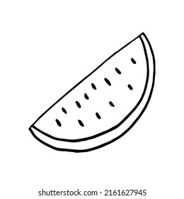 watermelon slice. hand drawn vector illustration.