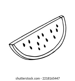 watermelon slice. hand drawn vector illustration. 